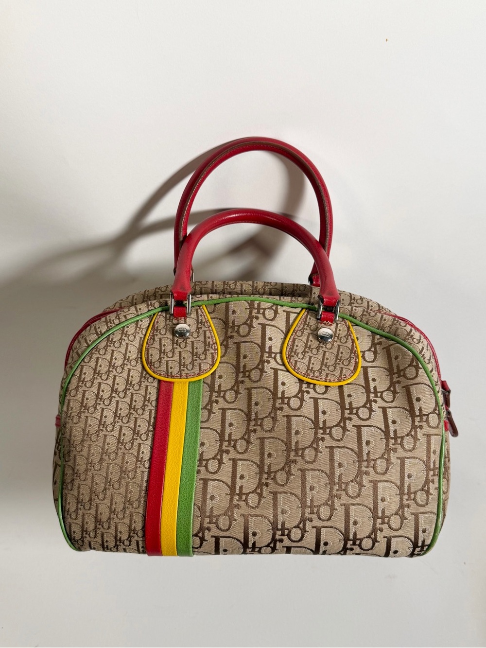 Rare Vintage Dior Oblique Rasta Bowling Bag